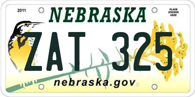 NE license plate ZAT325