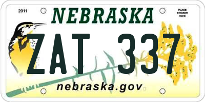 NE license plate ZAT337