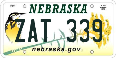NE license plate ZAT339