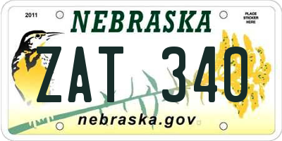 NE license plate ZAT340
