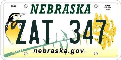 NE license plate ZAT347
