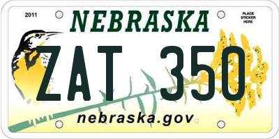 NE license plate ZAT350