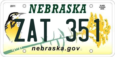 NE license plate ZAT351