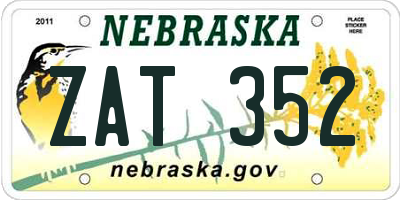 NE license plate ZAT352