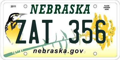 NE license plate ZAT356