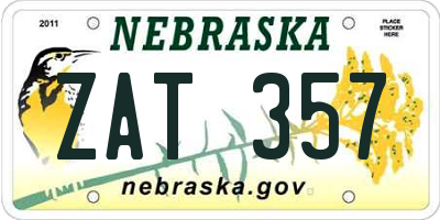 NE license plate ZAT357
