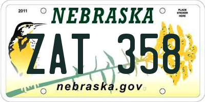NE license plate ZAT358