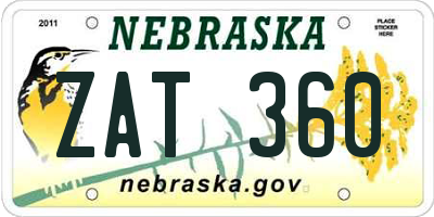 NE license plate ZAT360
