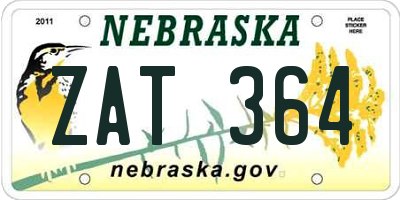NE license plate ZAT364