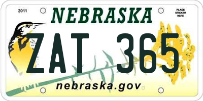 NE license plate ZAT365