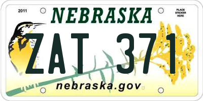 NE license plate ZAT371