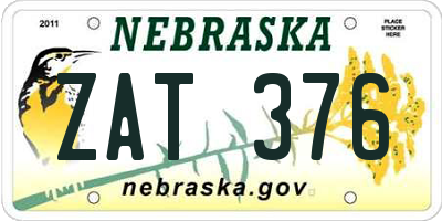 NE license plate ZAT376