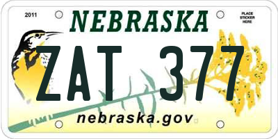 NE license plate ZAT377