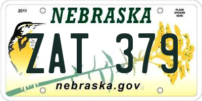 NE license plate ZAT379