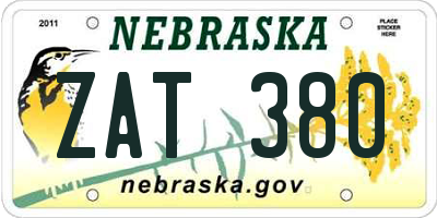 NE license plate ZAT380