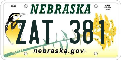 NE license plate ZAT381