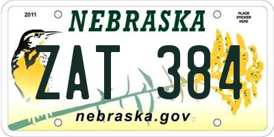 NE license plate ZAT384
