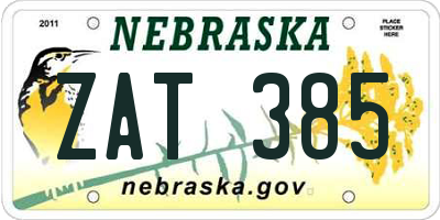 NE license plate ZAT385