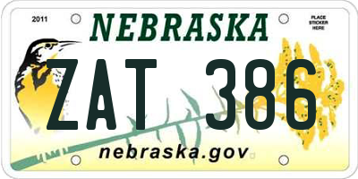 NE license plate ZAT386