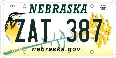 NE license plate ZAT387