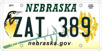 NE license plate ZAT389