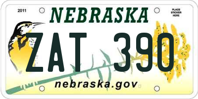 NE license plate ZAT390