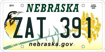 NE license plate ZAT391