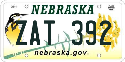NE license plate ZAT392