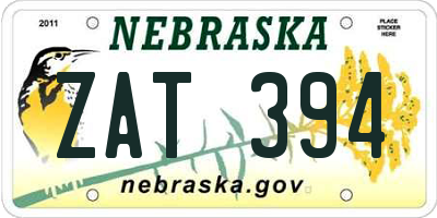 NE license plate ZAT394