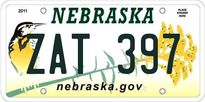 NE license plate ZAT397