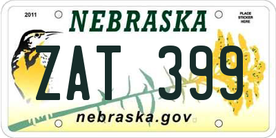 NE license plate ZAT399