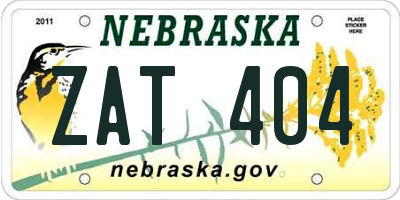 NE license plate ZAT404
