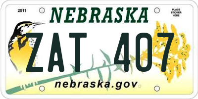 NE license plate ZAT407