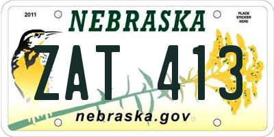 NE license plate ZAT413