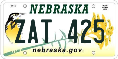 NE license plate ZAT425