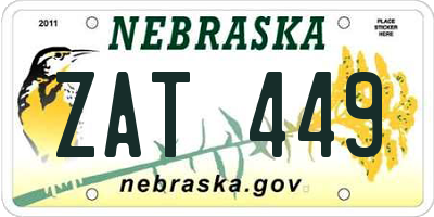 NE license plate ZAT449