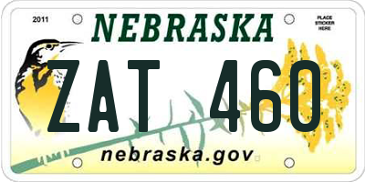 NE license plate ZAT460