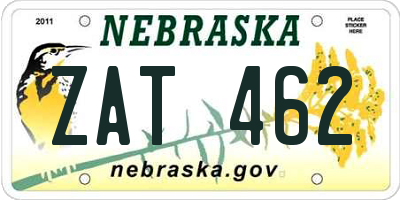 NE license plate ZAT462