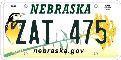 NE license plate ZAT475