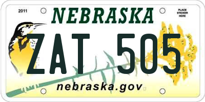 NE license plate ZAT505