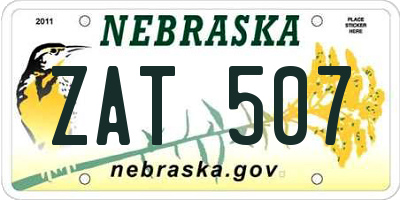 NE license plate ZAT507