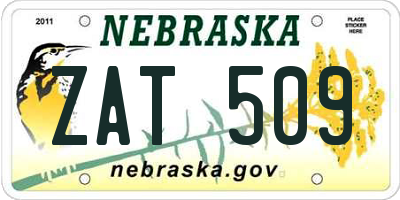 NE license plate ZAT509