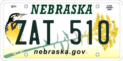 NE license plate ZAT510