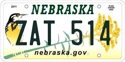 NE license plate ZAT514