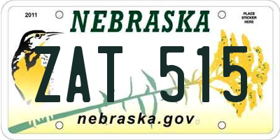 NE license plate ZAT515