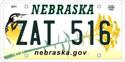 NE license plate ZAT516