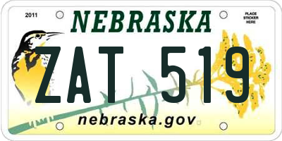 NE license plate ZAT519