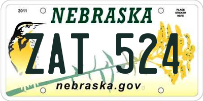 NE license plate ZAT524
