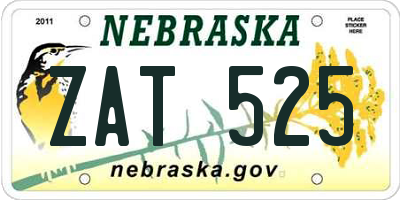 NE license plate ZAT525