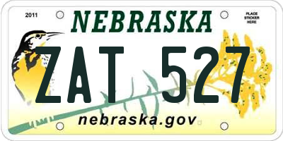 NE license plate ZAT527